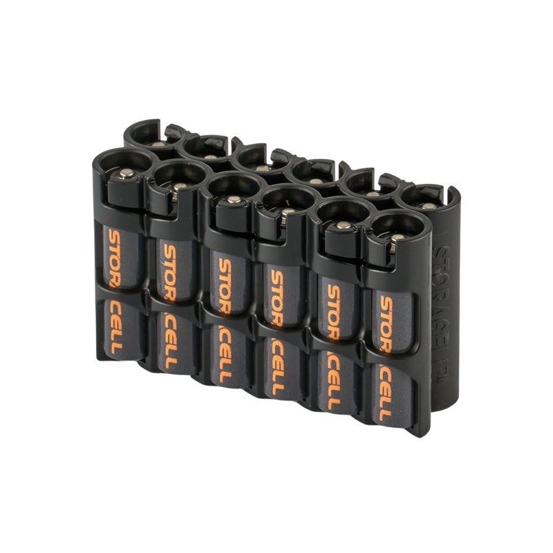 Storacell by Powerpax AAA Battery Storage Caddy, Black, Holds 12 Batteries (Not Included) - Image 1